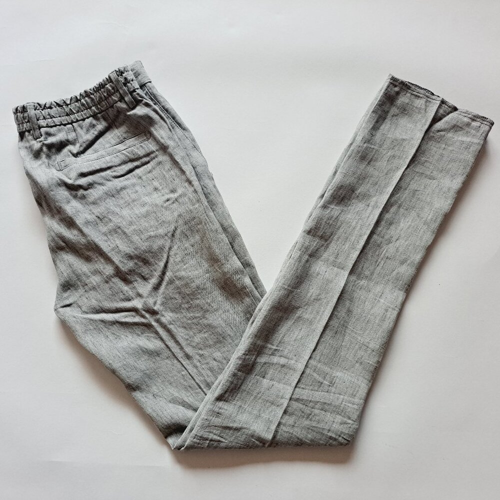 NEW Germano Italian 100% Linen Grey Pants Size IT 48